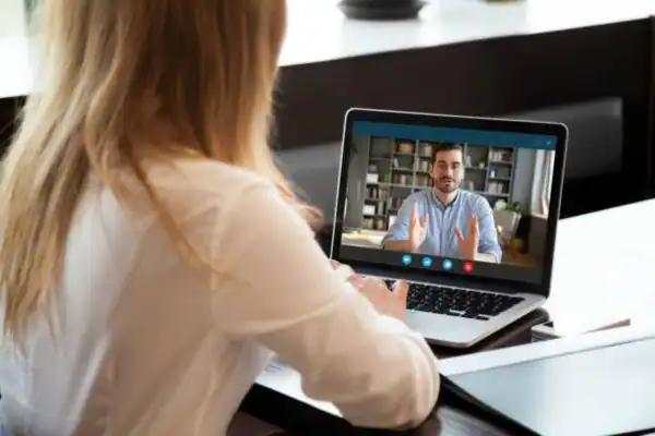 image of woman attending online mediation Harrow speak to our team today!